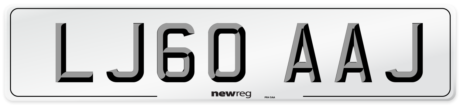 LJ60 AAJ Number Plate from New Reg